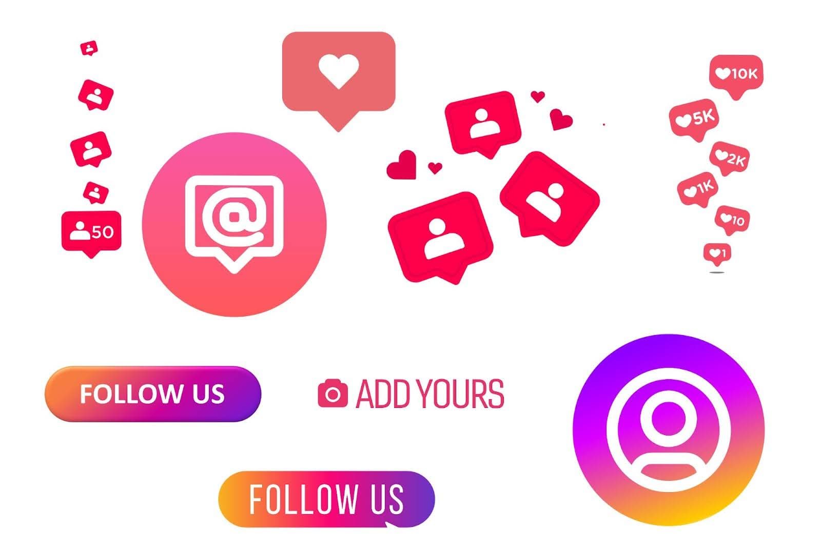 Collection of Instagram Logo Variations, Emojis, and Reaction Icons